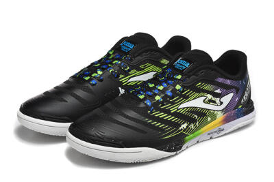 Joma Top Flex IC Football Shoes - Black/Lime Green/Rainbow Gradient