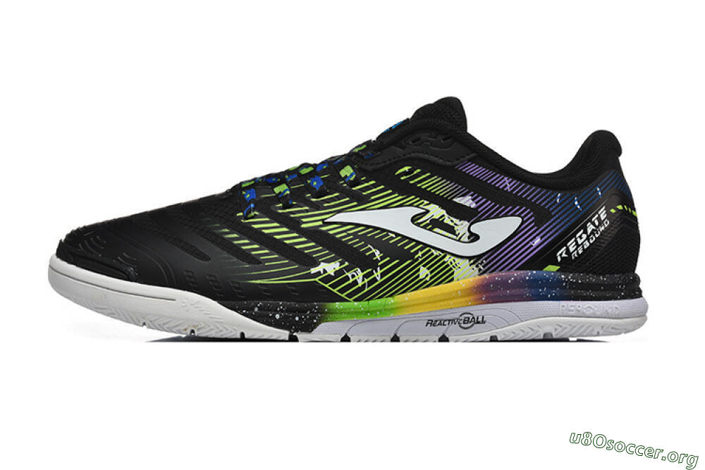 Joma Top Flex IC Football Shoes - Black/Lime Green/Rainbow Gradient 3