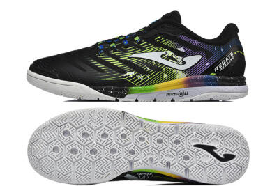 Joma Top Flex IC Football Shoes - Black/Lime Green/Rainbow Gradient