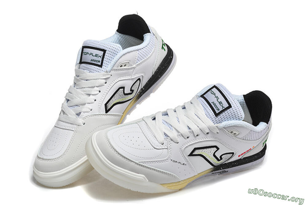 Joma Top Flex IC Football Shoes - White/Electric Green/Jet Black 6