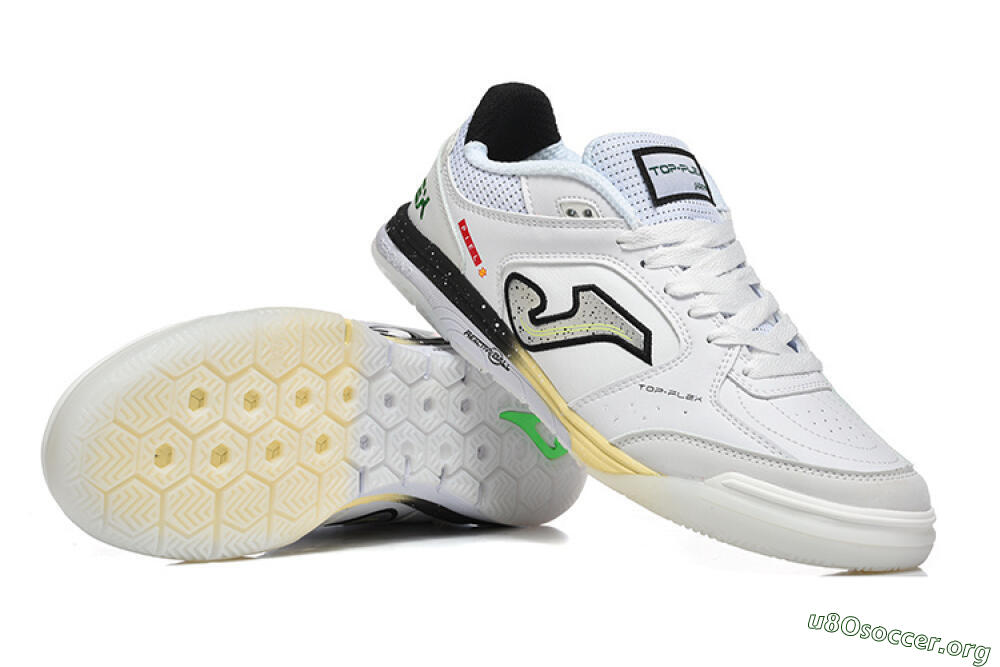 Joma Top Flex IC Football Shoes - White/Electric Green/Jet Black 4