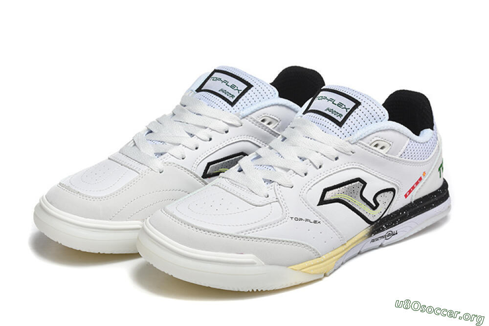 Joma Top Flex IC Football Shoes - White/Electric Green/Jet Black 5