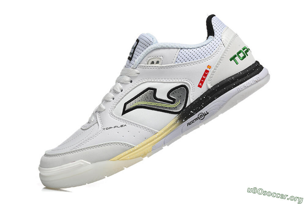 Joma Top Flex IC Football Shoes - White/Electric Green/Jet Black 8