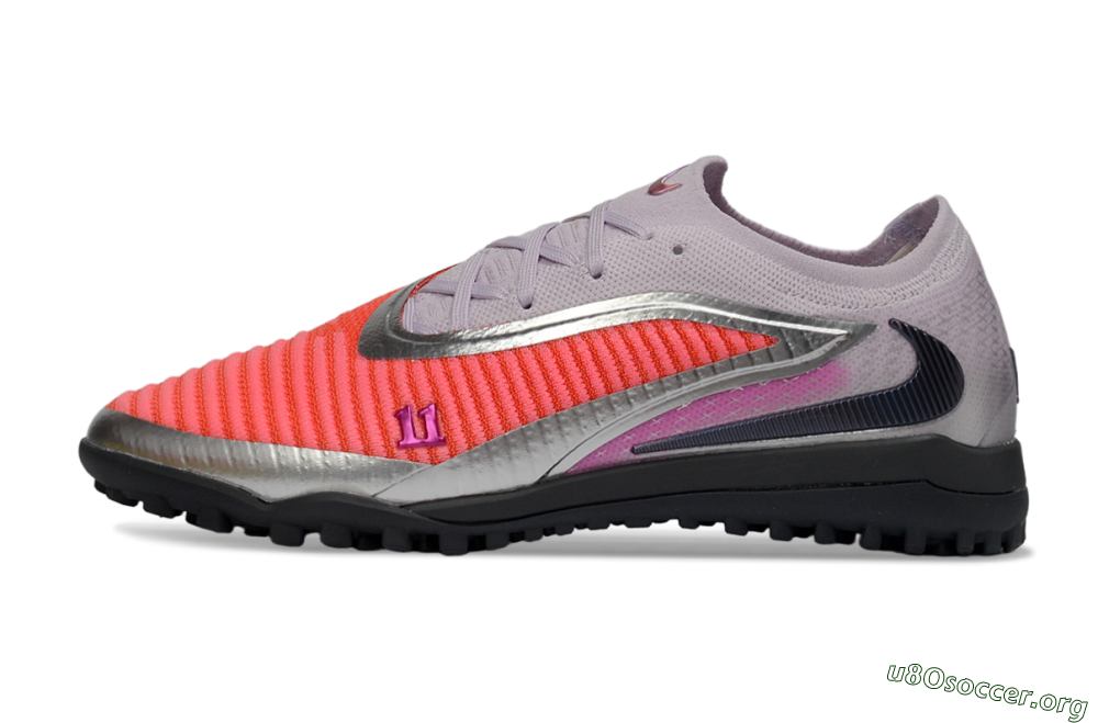 Nike Phantom 6 Low Elite TF Football Shoes - Pink/Vibrant Coral/Metallic Silver 3