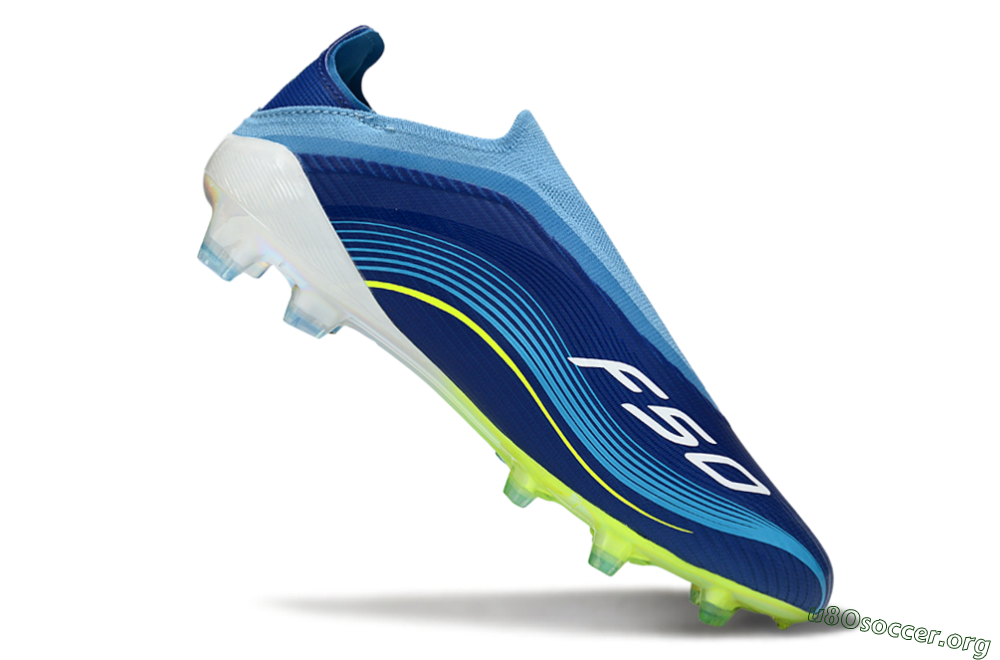 Messi x Adidas F50 Elite Laceless FG Football Boots - Blue/Electric Blue/Lime Green 5