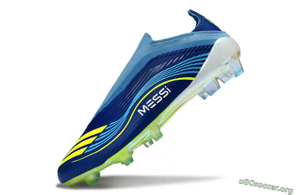 Messi x Adidas F50 Elite Laceless FG Football Boots - Blue/Electric Blue/Lime Green 6