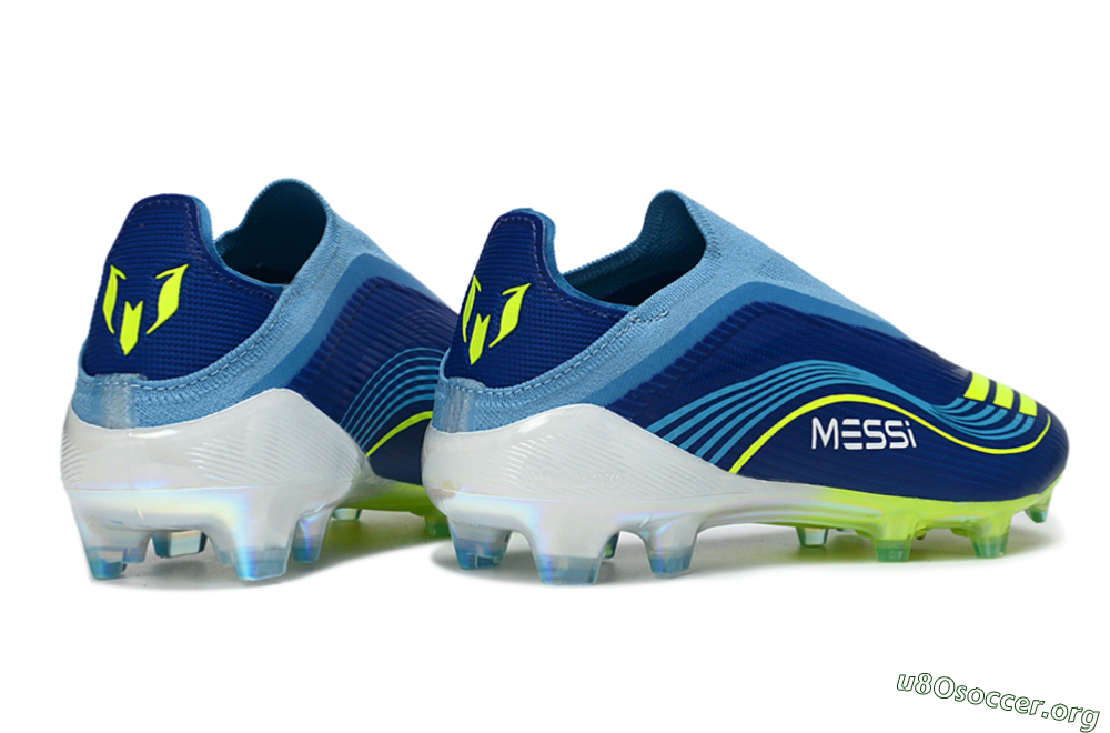 Messi x Adidas F50 Elite Laceless FG Football Boots - Blue/Electric Blue/Lime Green 7