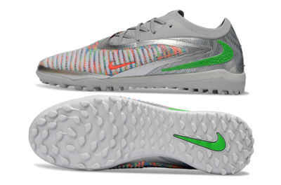 Nike Phantom 6 Low Elite TF Football Shoes - Gray/Vibrant Green/Futuristic Silver