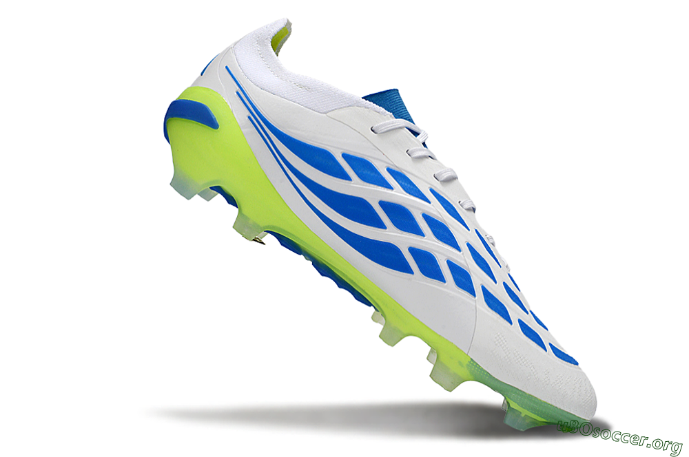 Adidas Predator 26 Elite FG Football Boots - White/Electric Blue/Lime Green 4