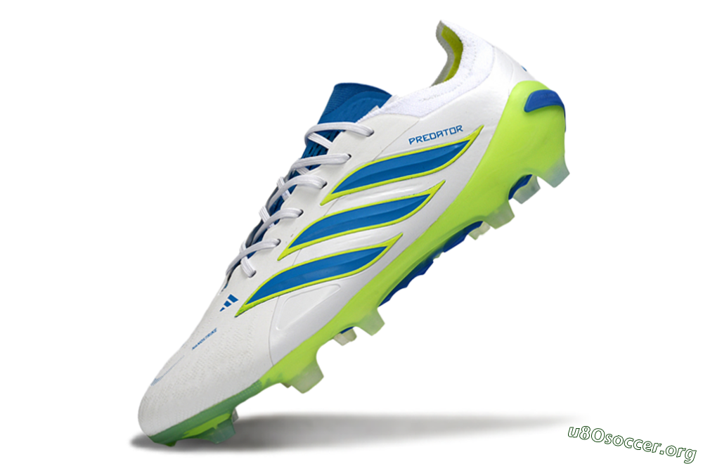 Adidas Predator 26 Elite FG Football Boots - White/Electric Blue/Lime Green 5