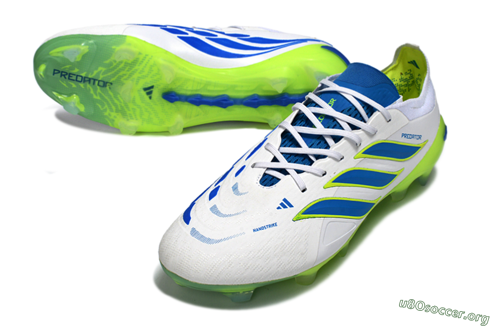 Adidas Predator 26 Elite FG Football Boots - White/Electric Blue/Lime Green 0