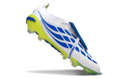 Adidas Predator 26 Elite Fold-Over Tongue FG Football Boots - White/Neon Yellow/Cyan Blue