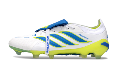 Adidas Predator 26 Elite Fold-Over Tongue FG Football Boots - White/Neon Yellow/Cyan Blue