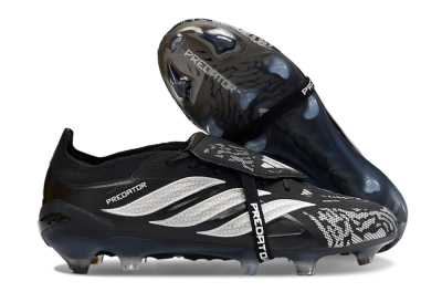 Adidas Predator 26 Elite Fold-Over Tongue FG Football Boots - Black/Shadow Black/Flash Silver