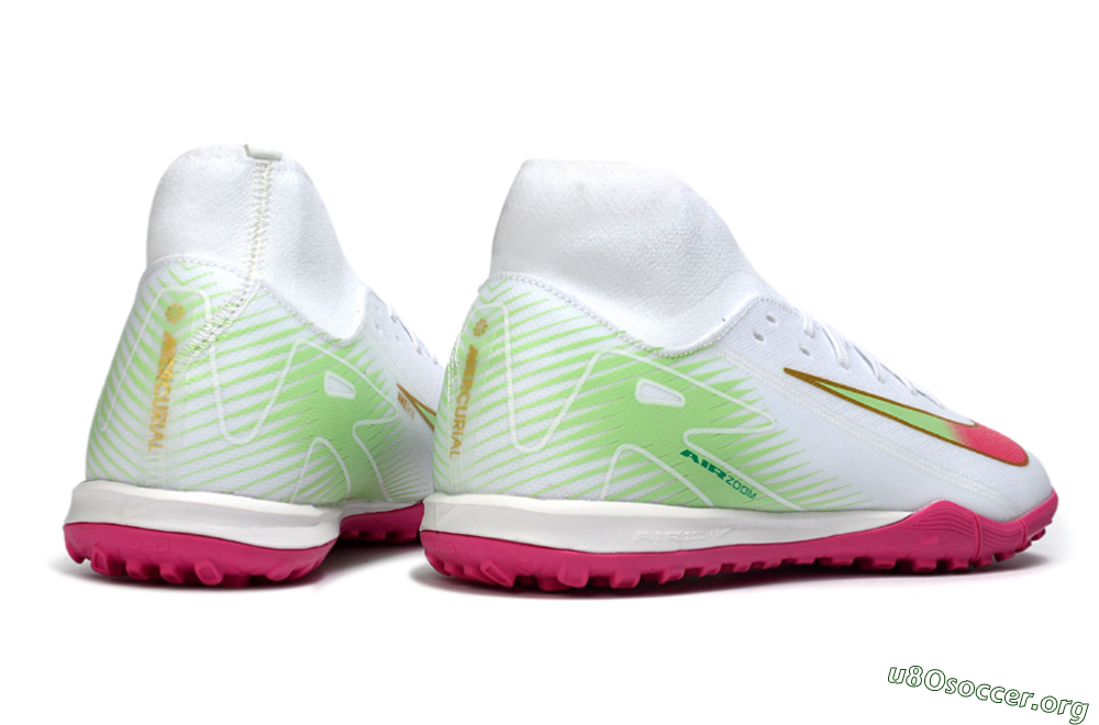 Nike Air Zoom Mercurial Superfly 10 Academy TF Football Shoes - White/Vibrant Pink/Soft Green 6