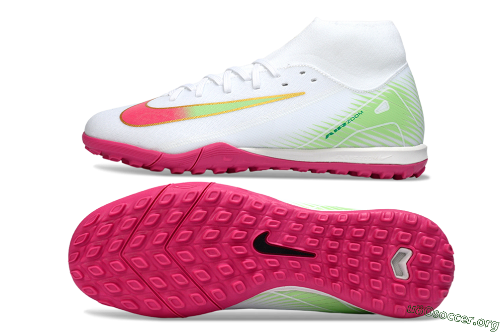 Nike Air Zoom Mercurial Superfly 10 Academy TF Football Shoes - White/Vibrant Pink/Soft Green 1