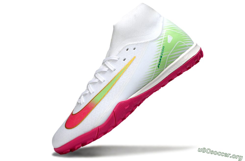 Nike Air Zoom Mercurial Superfly 10 Academy TF Football Shoes - White/Vibrant Pink/Soft Green 5