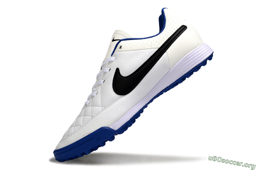 Nike Tiempo Ligera 4 TF Football Shoes - White/Royal Blue/Black 5