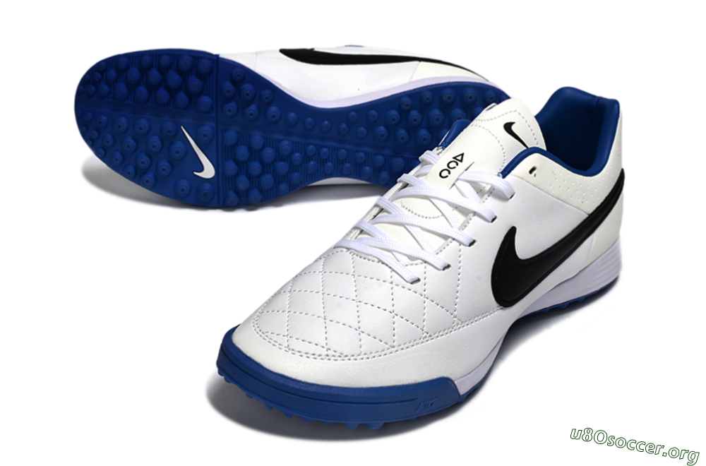 Nike Tiempo Ligera 4 TF Football Shoes - White/Royal Blue/Black 0