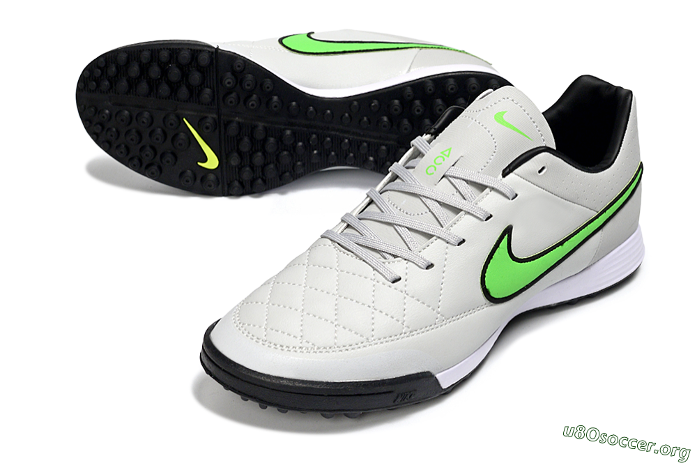 Nike Tiempo Ligera 4 TF Football Shoes - Gray/Neon Green/Black 0