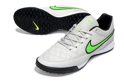 Nike Tiempo Ligera 4 TF Football Shoes - Gray/Neon Green/Black