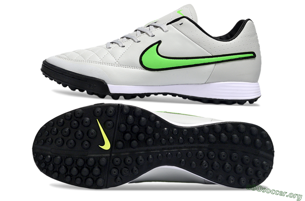 Nike Tiempo Ligera 4 TF Football Shoes - Gray/Neon Green/Black 1