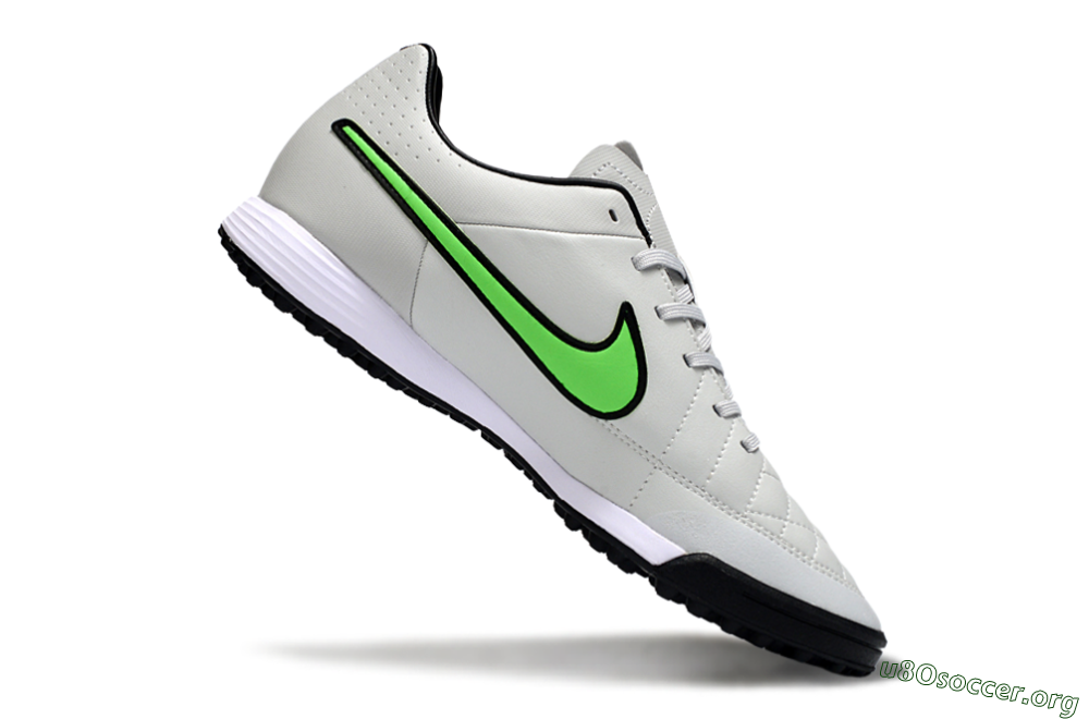 Nike Tiempo Ligera 4 TF Football Shoes - Gray/Neon Green/Black 4