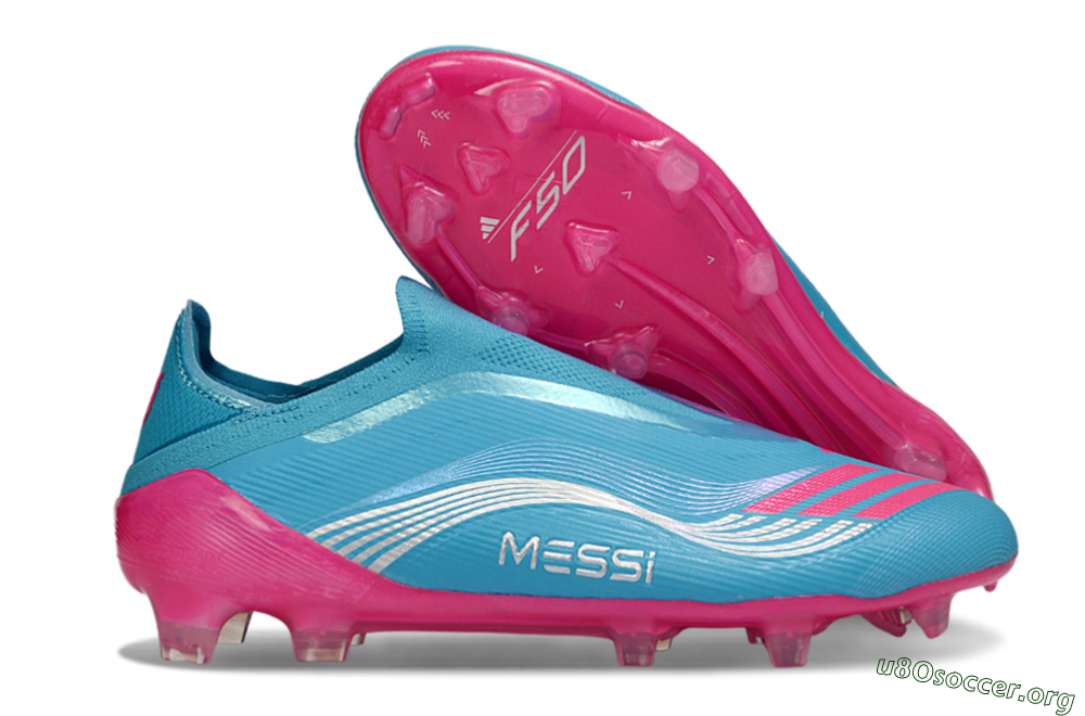 Messi x Adidas F50 Elite Laceless FG Football Boots - Blue/Electric Pink/Light Blue 2