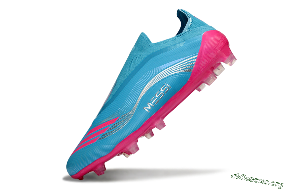 Messi x Adidas F50 Elite Laceless FG Football Boots - Blue/Electric Pink/Light Blue 5