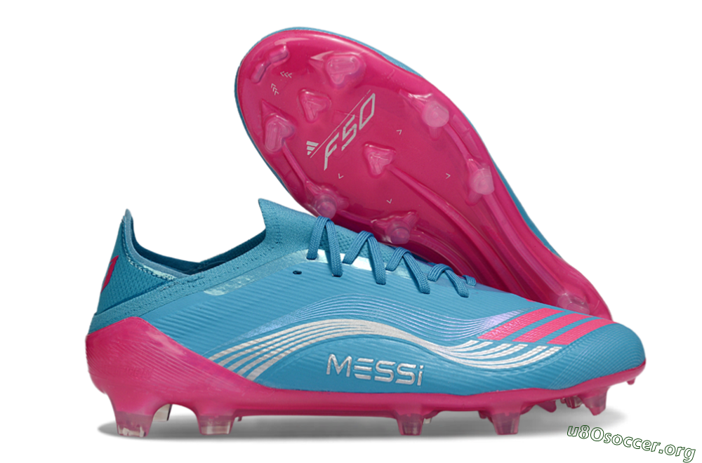Messi x Adidas F50 Elite FG Football Boots - Blue/Bright Pink/Neon Blue 2
