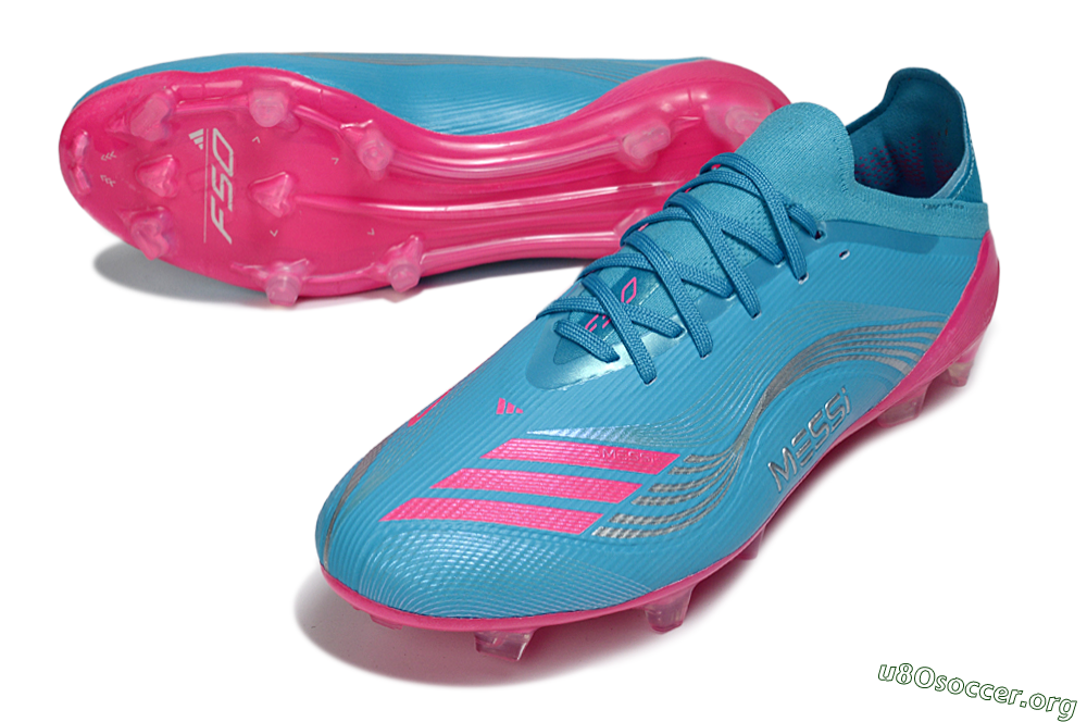Messi x Adidas F50 Elite FG Football Boots - Blue/Bright Pink/Neon Blue 0