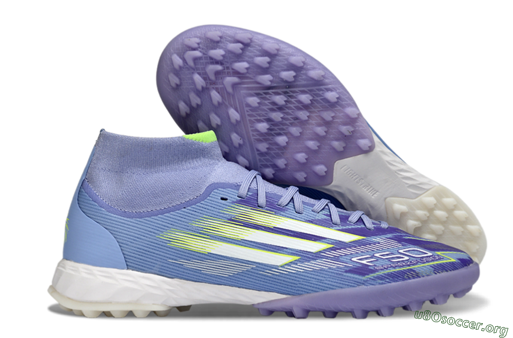 Adidas F50 Elite Mid TF Football Shoes - Purple/Silver/Yellow 2