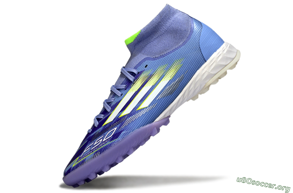 Adidas F50 Elite Mid TF Football Shoes - Purple/Silver/Yellow 5