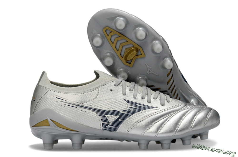 Mizuno Morelia Neo 4 FG Football Boots - Silver/Metallic Silver/Yellow Accent 2