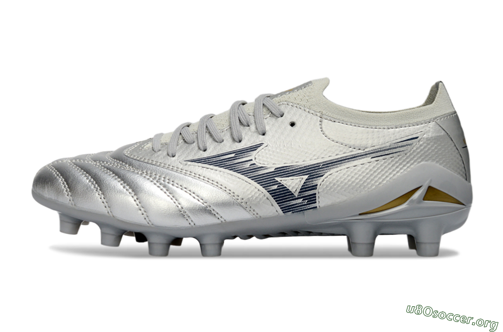 Mizuno Morelia Neo 4 FG Football Boots - Silver/Metallic Silver/Yellow Accent 3