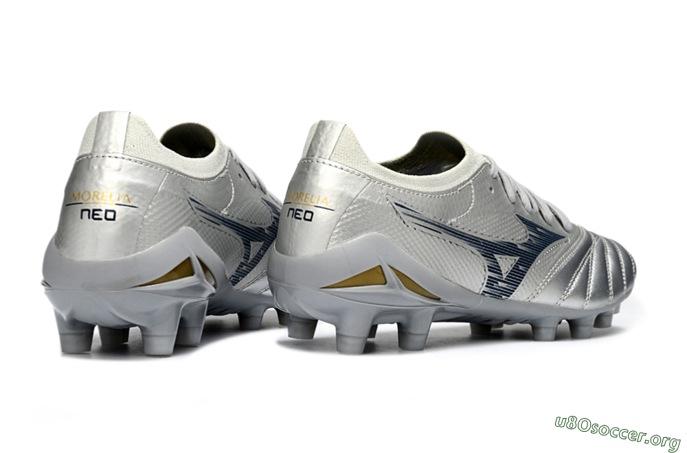 Mizuno Morelia Neo 4 FG Football Boots - Silver/Metallic Silver/Yellow Accent 6