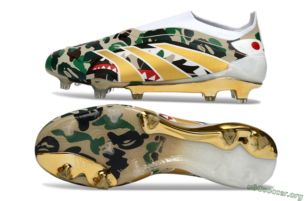 Adidas Predator 25 Elite Laceless FG Football Boots - Camo/White/Gold 1