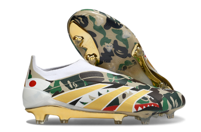 Adidas Predator 25 Elite Laceless FG Football Boots - Camo/White/Gold