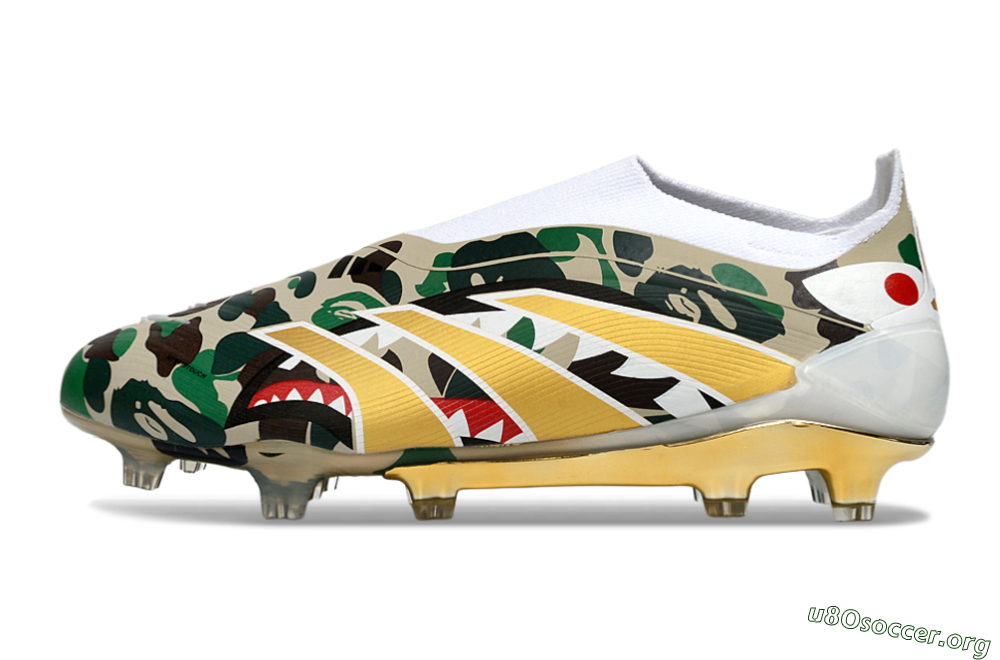 Adidas Predator 25 Elite Laceless FG Football Boots - Camo/White/Gold 3