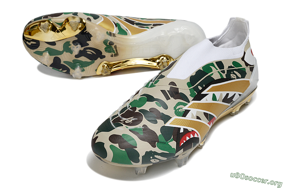 Adidas Predator 25 Elite Laceless FG Football Boots - Camo/White/Gold 0