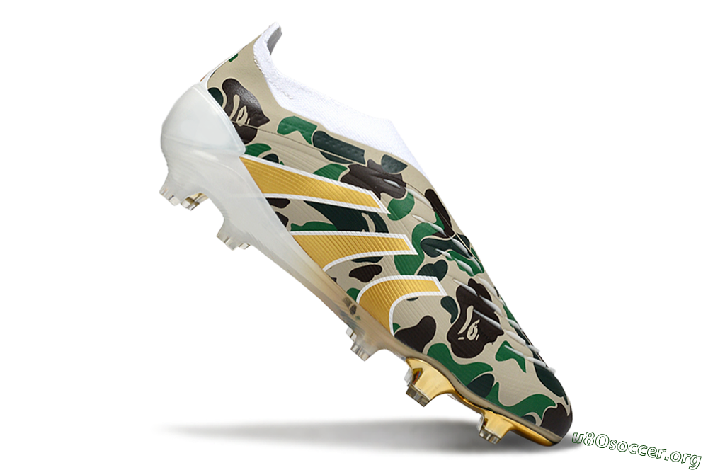 Adidas Predator 25 Elite Laceless FG Football Boots - Camo/White/Gold 4