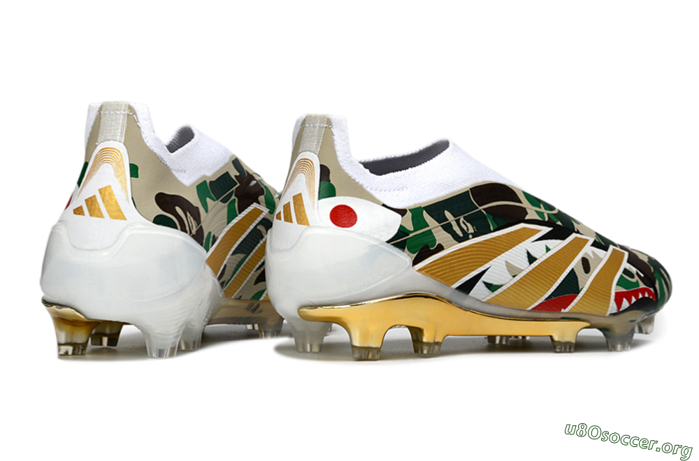 Adidas Predator 25 Elite Laceless FG Football Boots - Camo/White/Gold 6