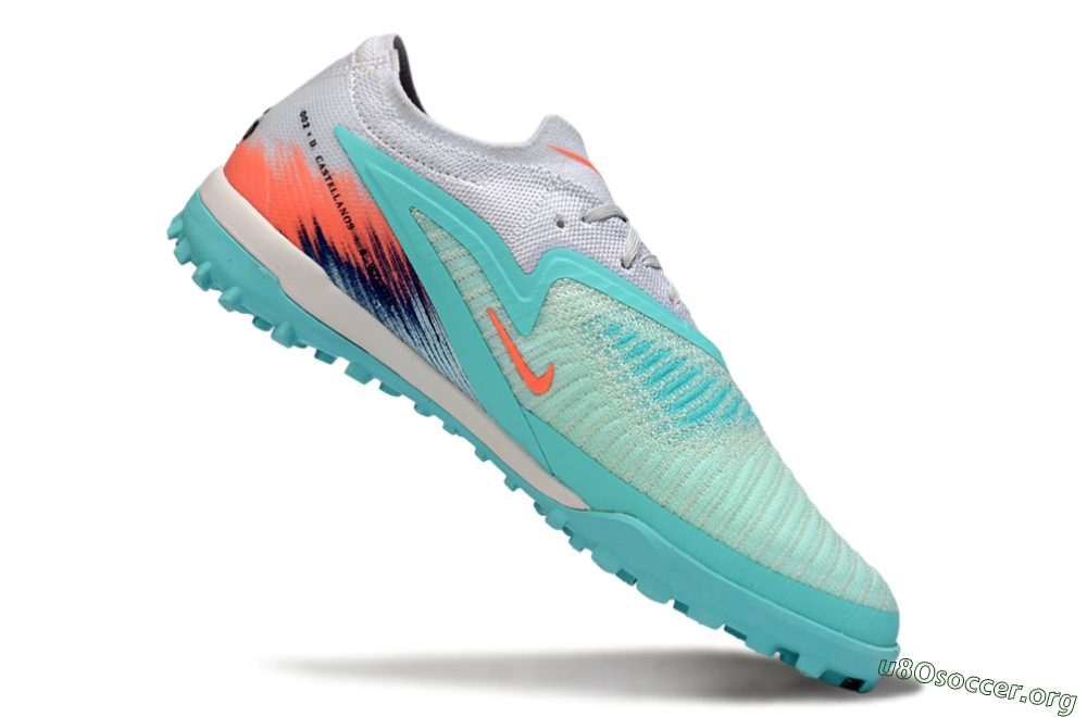 Nike Phantom 6 Low Elite TF Football Shoes - Aqua/Sunset Orange/Deep Blue 4
