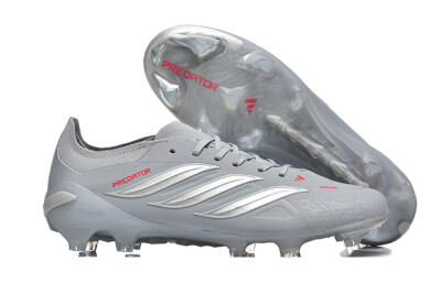 Adidas Predator 26 Elite FG Football Boots - Gray/Steel Gray/Crimson Red