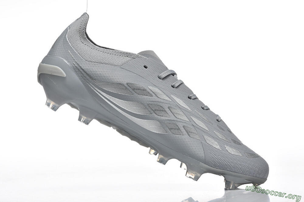 Adidas Predator 26 Elite FG Football Boots - Gray/Steel Gray/Crimson Red 7