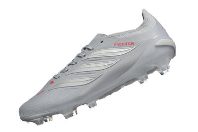 Adidas Predator 26 Elite FG Football Boots - Gray/Steel Gray/Crimson Red