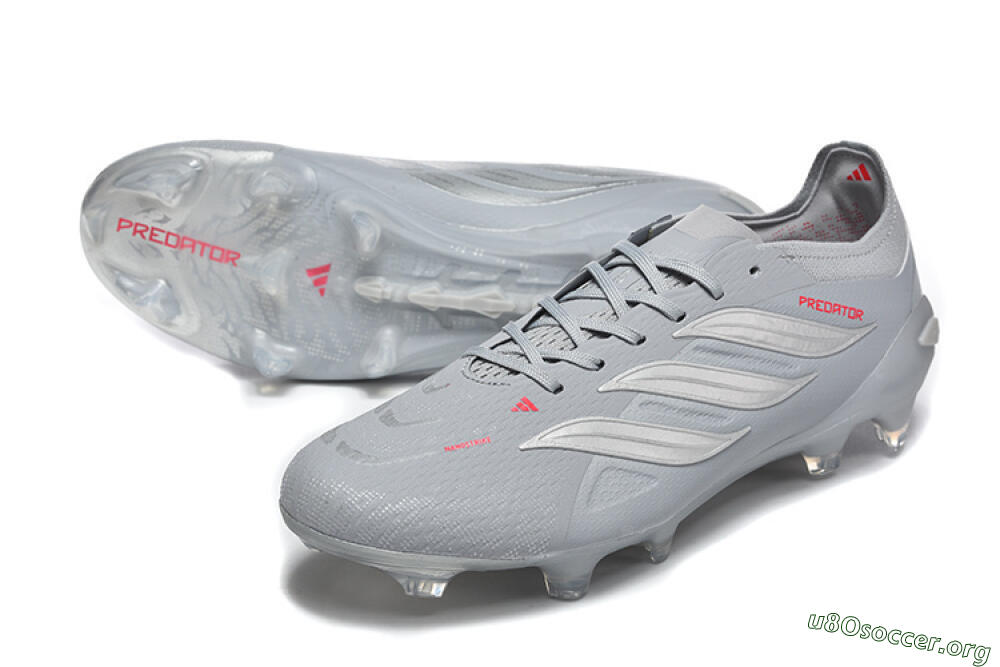 Adidas Predator 26 Elite FG Football Boots - Gray/Steel Gray/Crimson Red 0