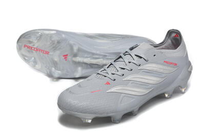 Adidas Predator 26 Elite FG Football Boots - Gray/Steel Gray/Crimson Red