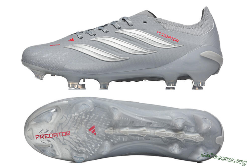 Adidas Predator 26 Elite FG Football Boots - Gray/Steel Gray/Crimson Red 1