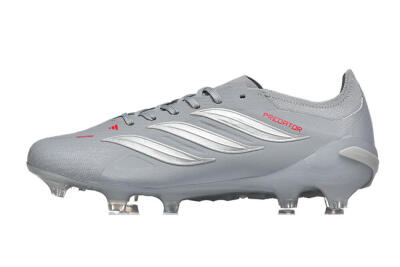 Adidas Predator 26 Elite FG Football Boots - Gray/Steel Gray/Crimson Red